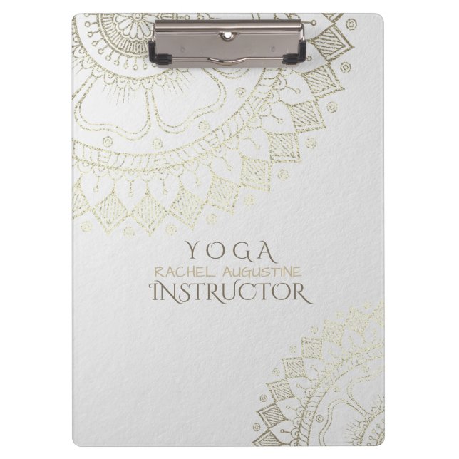 Carpeta De Pinza Instructor de Meditación de Yoga Flores Gold Manda (Anverso)