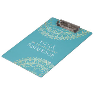 Carpeta De Pinza Instructor de Meditación de Yoga Oro Azul Verde Ma