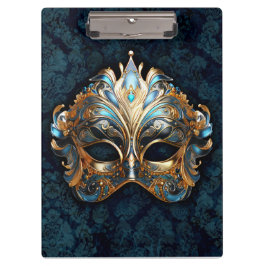 Carpeta De Pinza Intricate Teal and Golden  Mask