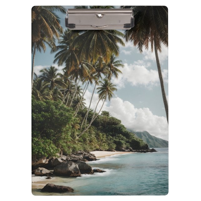 Carpeta De Pinza Isla Tropical Beach Ocean Green Blue Photo (Anverso)
