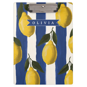 Carpeta De Pinza Italiano Personalizado de Raya de Limón Costero