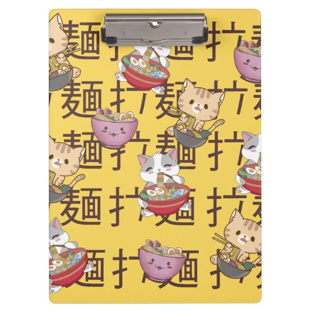 Carpeta De Pinza Japanese Kawaii Anime Cat Ramen Noodles (Anverso)