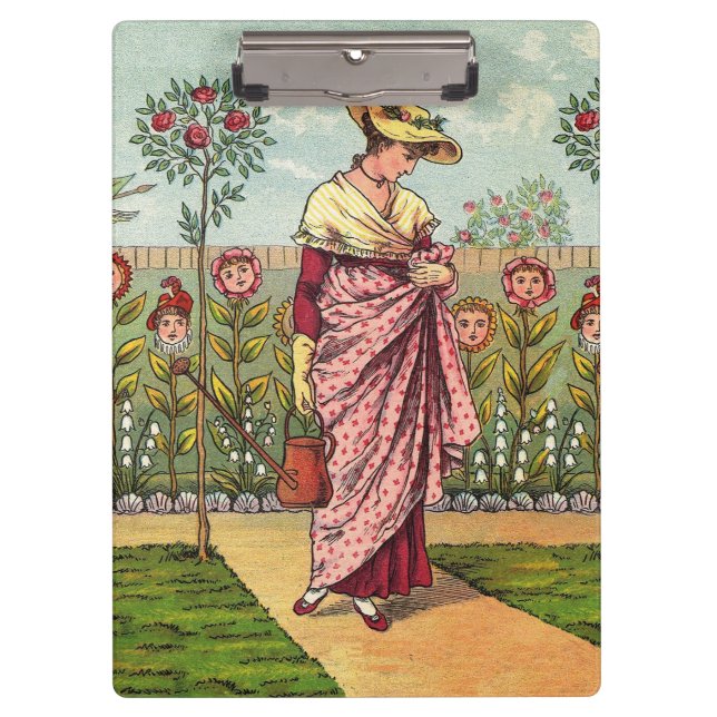 Carpeta De Pinza Jardín Crecer Flor Mujer Arte Antiguo (Anverso)