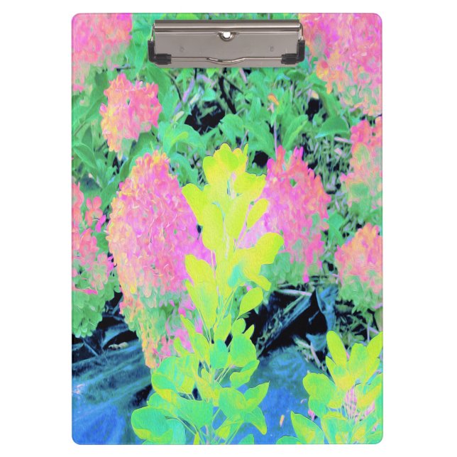 Carpeta De Pinza Jardín de hidrangea rosada con oliva amarilla (Anverso)