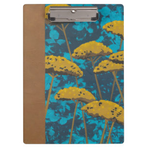 Carpeta De Pinza Jardín de la milenrama de oro con el fondo azul