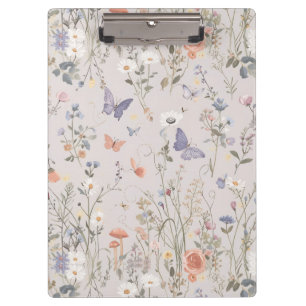 Carpeta De Pinza Jardín Encantado Flor Silvestre Mariposa Caprichos