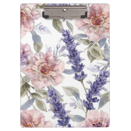 Carpeta De Pinza Jardín floral de peonía de lavanda acuarela