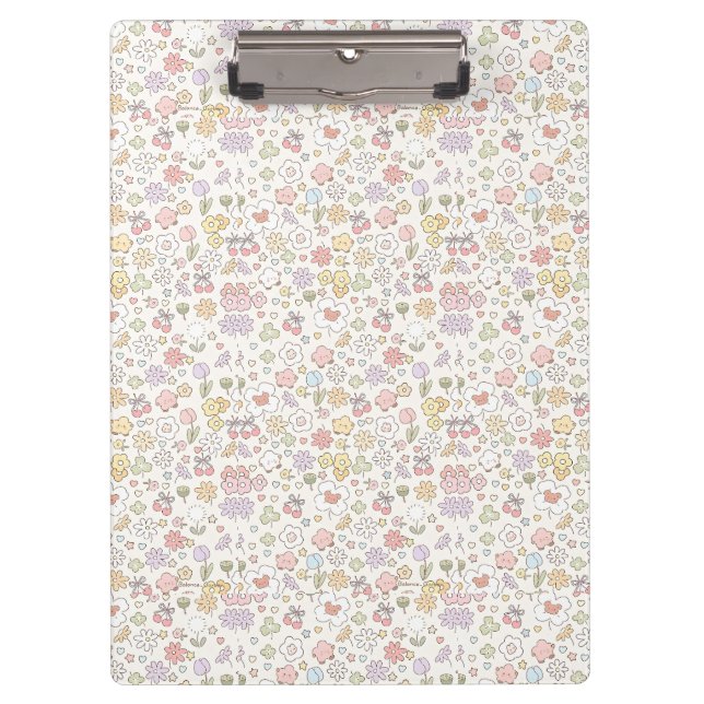 Carpeta De Pinza Jardín Pastel caprichoso: Un patrón de floral (Anverso)