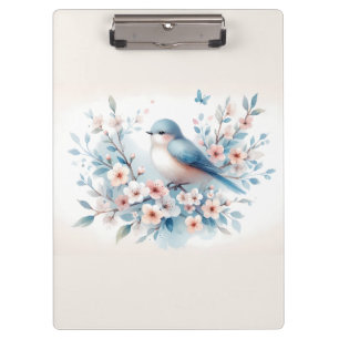 Carpeta De Pinza Jazmín de Pájaro Azul Acuarela Serenidad