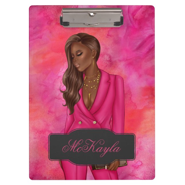 Carpeta De Pinza Jefe ejecutivo afroamericano personalizado (Anverso)