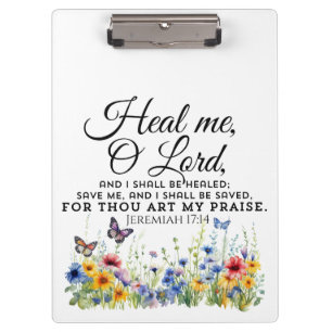Carpeta De Pinza Jeremías 17:14 Curando Biblia Verse Flores silvest
