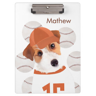 Carpeta De Pinza Jersey de béisbol de Jack Russell Dog personalizad