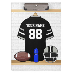 Carpeta De Pinza Jersey de fútbol gris negro y plateado personaliz