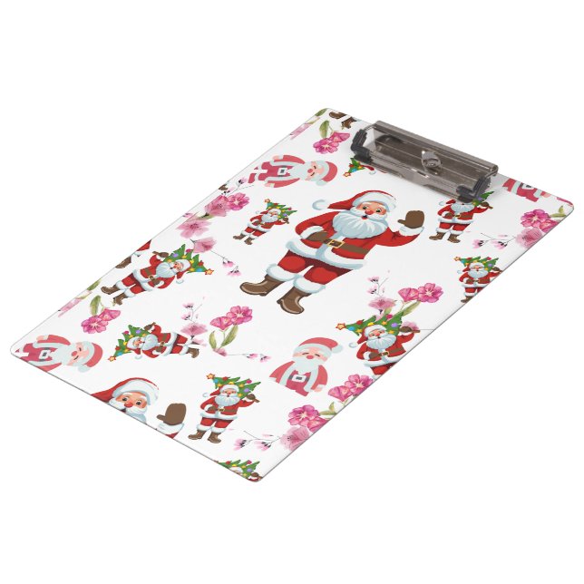 Carpeta De Pinza Jolly Santa Claus y Navidades florales rosados (Angular)