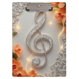 Carpeta De Pinza Joyería elegante de clave de sol con diamantes