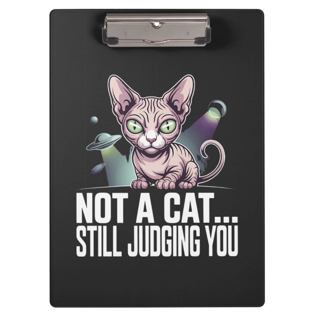 Carpeta De Pinza Judging Sphynx Cat UFO Alien Sarcastic Art (Anverso)