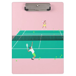 Carpeta De Pinza Jugador de partido de tenis de arte moderno Pink G