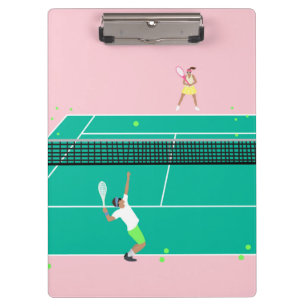 Carpeta De Pinza Jugador de partido de tenis de arte moderno Pink G