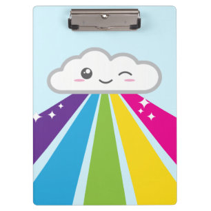 Carpeta De Pinza Kawaii Cloud and Rainbow Clip Board