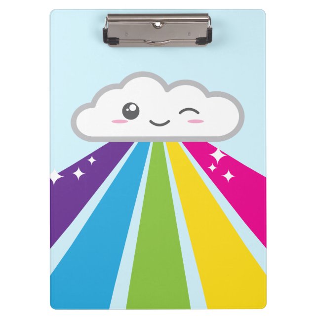 Carpeta De Pinza Kawaii Cloud and Rainbow Clip Board (Anverso)