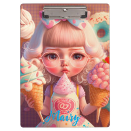 Carpeta De Pinza Kawaii lindo chica con helados