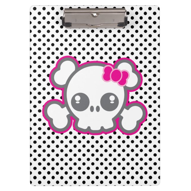Carpeta De Pinza Kawaii Pink Ribbon Skull Board (Anverso)