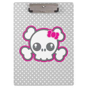 Carpeta De Pinza Kawaii Pink Ribbon Skull Board