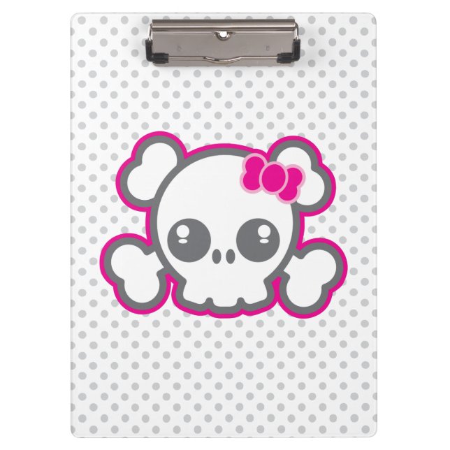 Carpeta De Pinza Kawaii Pink Ribbon Skull Board (Anverso)