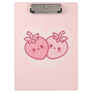 Carpeta De Pinza Kawaii Pink Valentines Strawberries