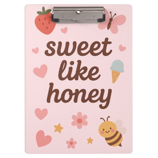 Carpeta De Pinza Kawaii Sweet Girl Pink Bee Aesthetic – Cute Design (Anverso)