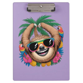 Carpeta De Pinza Kawaii Tropical Sloth – Cute Summer Vibes Rainbow