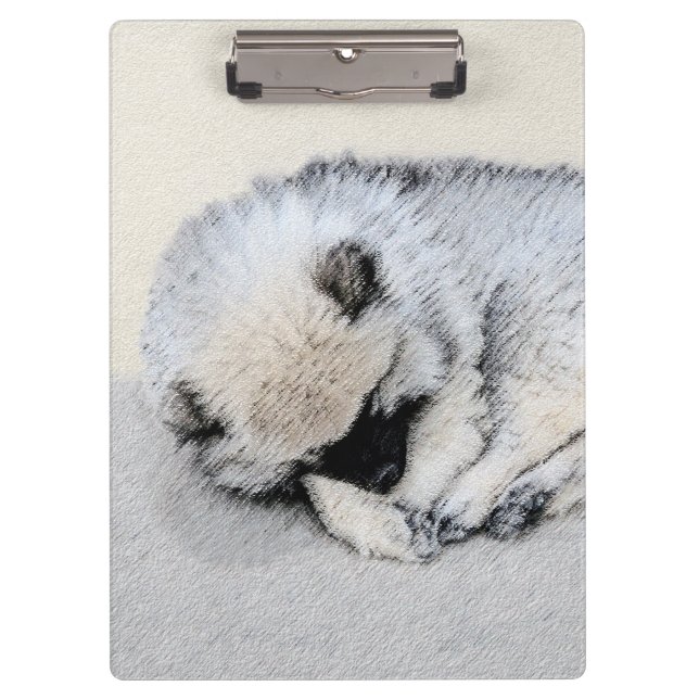 Carpeta De Pinza Keeshond Sleeping Pinting Pintura Original De Perr (Anverso)