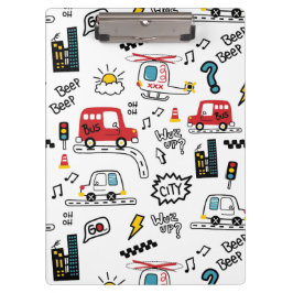 Carpeta De Pinza Kids Playful Transport Pattern 