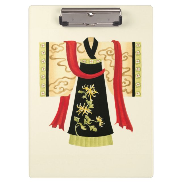 Carpeta De Pinza Kimono japonés tradicional con impresión floral (Anverso)