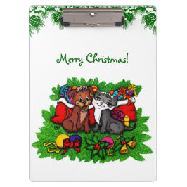 Carpeta De Pinza Kitty and Puppy , Happy XMas