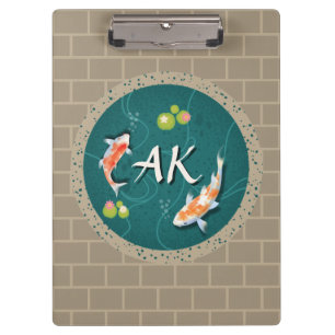 Carpeta De Pinza Koi Fish Pond japonés verde realista