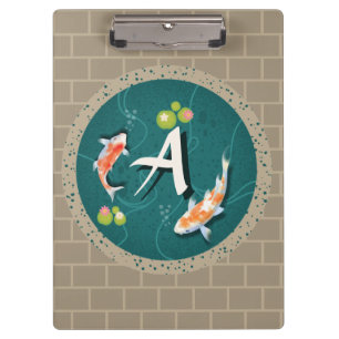 Carpeta De Pinza Koi Fish Pond japonés verde realista