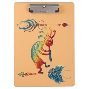 Carpeta De Pinza Kokopelli Nativo Americano Con Dos Plumas 1