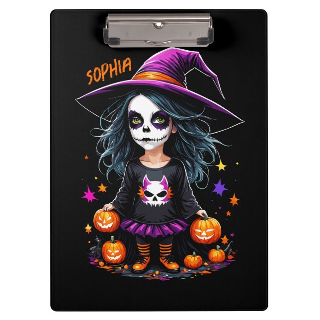 Carpeta De Pinza La adorable bruja de Halloween de Kawaii (Anverso)