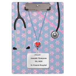 Carpeta De Pinza La enfermera friega en estampado de plores