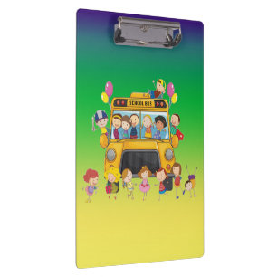 Carpeta De Pinza La escuela del autobús escolar embroma el tablero