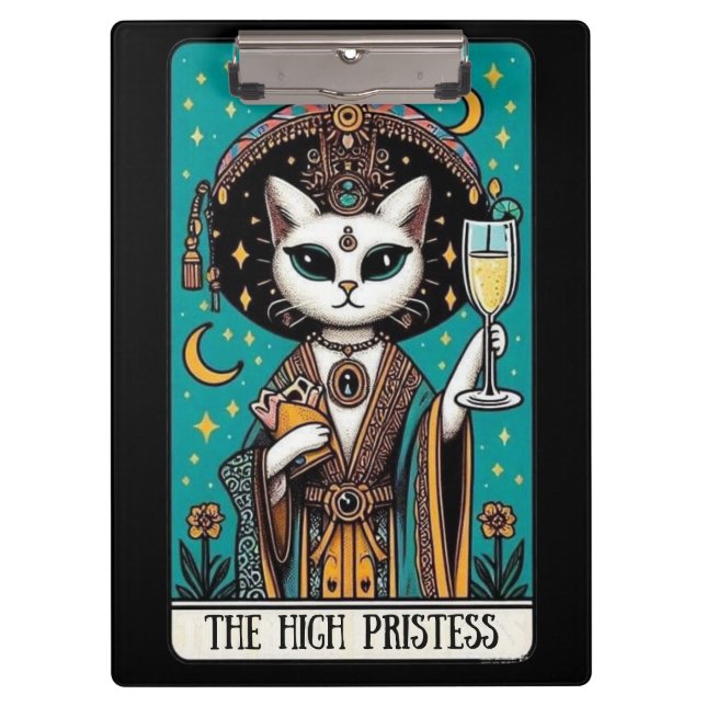 Carpeta De Pinza La gata sacerdotisa del Tarot | Bruja mística (Anverso)