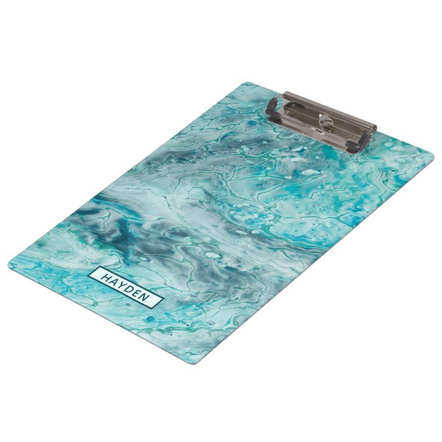 Carpeta De Pinza La pintura abstracta de la turquesa vierte el (Angular)