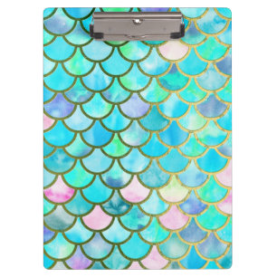 Carpeta De Pinza La sirena azul verde azulada de la acuarela de la