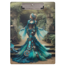 Carpeta De Pinza La sirena Verde azulada de Steampunk Vintage