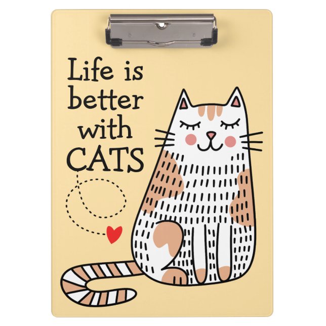 Carpeta De Pinza La Vida Es Mejor Con Gatos Doodle (Anverso)