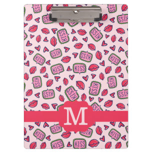 Carpeta De Pinza Labios Bonitos Besos y Corazones Patrón de Monogra