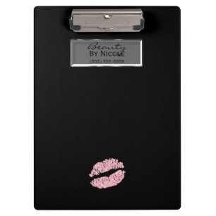 Carpeta De Pinza Labios Brillantes Rosa Glamour Elegante Personaliz
