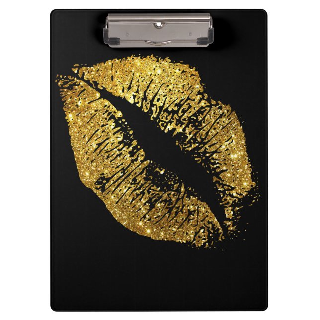 Carpeta De Pinza Labios del purpurina del oro (Anverso)