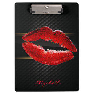 Carpeta De Pinza Labios Rojos Brillantes de Estilo Moderno, Persona